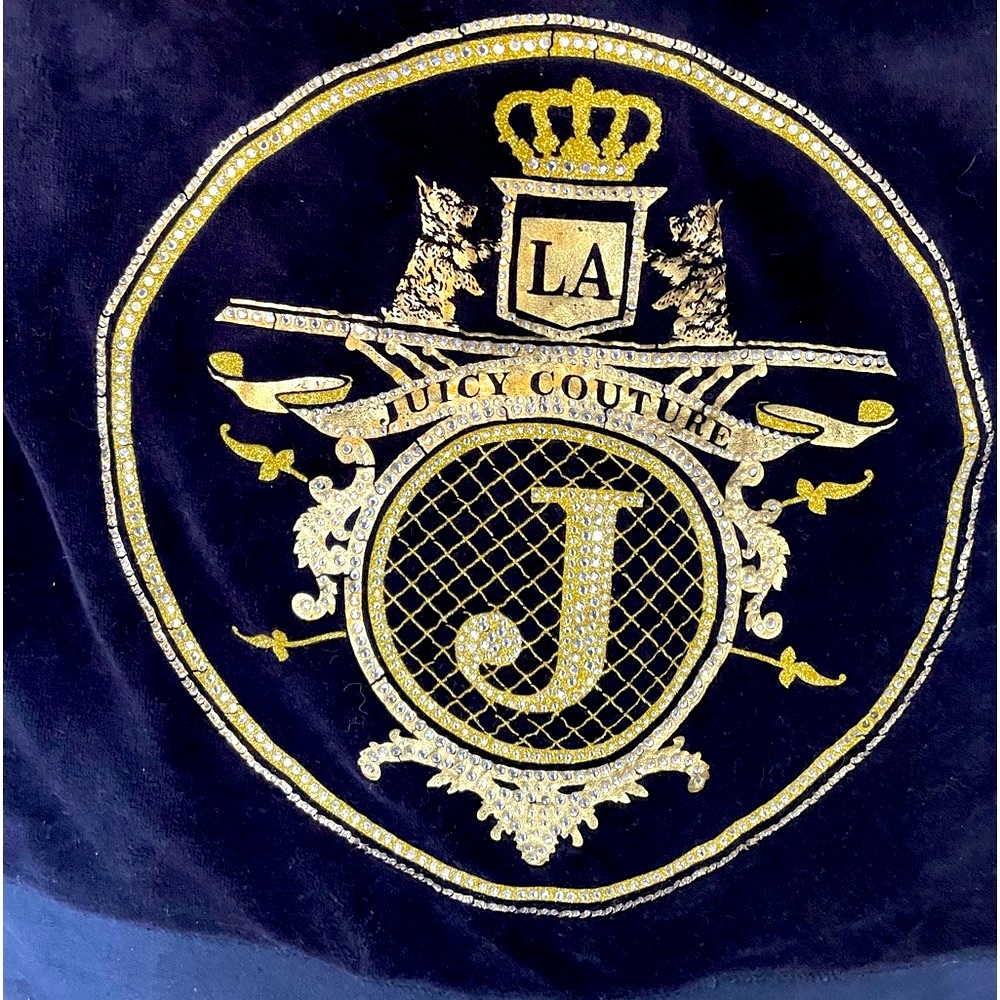 Juicy Couture Y2K rhinestone navy blue velvet Zip Up Hooded Jacket - Picture 5 of 9
